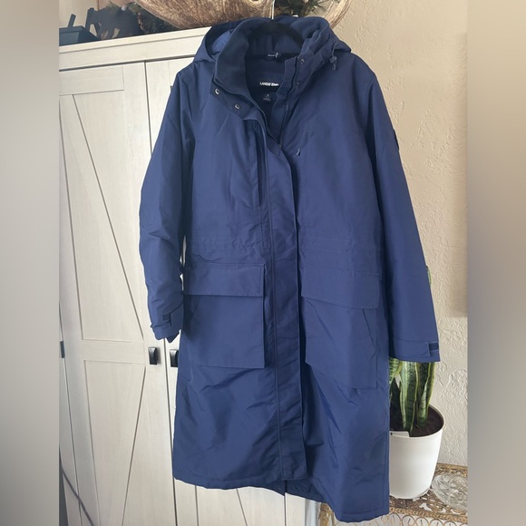 Lands’ End Squall Hooded Long Parka Winter Lined Warm Coat Parka Navy Blue - Picture 6 of 15
